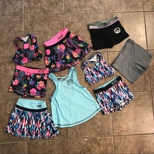 Justice Active outfits and shorts